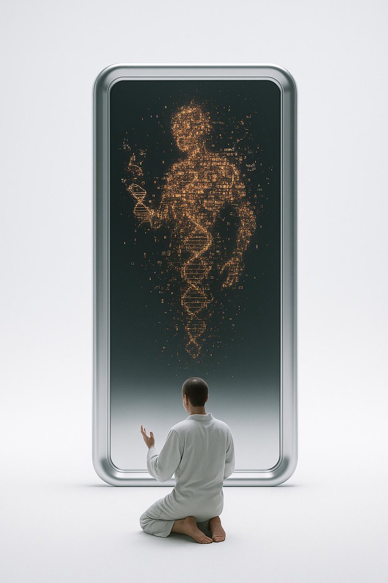 SubAiArt's tweet photo. Face to face with the code that built us.
Worship in the age of data isnβt silence itβs syncing. #AIart
#DigitalHumanity #PostHuman #TechSpirituality #DataWorship #AIArt #NeoReligion #Futurism #CyberFaith #Transhumanism https://t.co/pnCDaWTivP