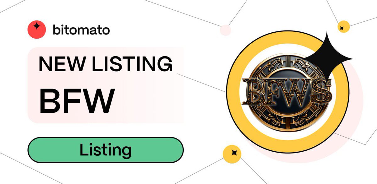 🚀 BFWCoin ($BFW) is listed on Bitomato! 👗🌐
👉 Register now: bitomato.com/?referral=d2eb…
👉 Trade BFW: bitomato.com/trade/BFW_USDT/

BFWCoin is the official Web3 token of Bangalore Fashion Week—one of Asia’s top fashion event platforms. Built on BNB Chain, $BFW powers the global fashion