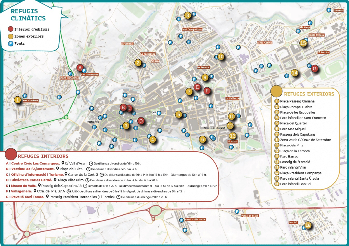 ❄️ Xarxa de Refugis Climàtics Estiu 2025.

Es posen a disposició de la ciutadania 23 refugis climàtics amb 7 equipaments públics per a episodis meteorològics extrems.

📆 Els equipaments públics entraran en funcionament a partir de l'1 de juliol

ℹ️ valls.cat/la-ciutat/noti…