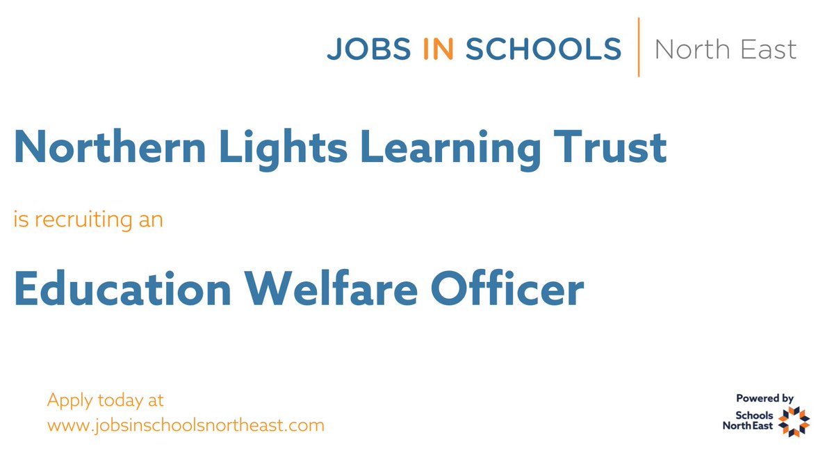 .<a href="/NorthernLLT/">NorthernLightsLearningTrust</a> is recruiting an Education Welfare Officer.

Find out more:  shorturl.at/zMSGa