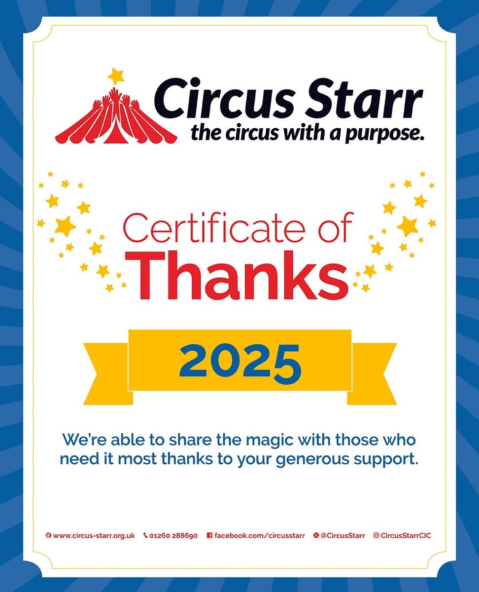 fosterandscott's tweet photo. 🎪 We're proud to keep supporting @CircusStarr – the circus with a purpose! Bringing joy &amp; inclusion to vulnerable children 💛

Find out how you can help: https://t.co/BN6407dIPJ | 01260 288690

#CircusStarr #CommunitySupport #InclusiveEvents https://t.co/vG8oPHHtY0