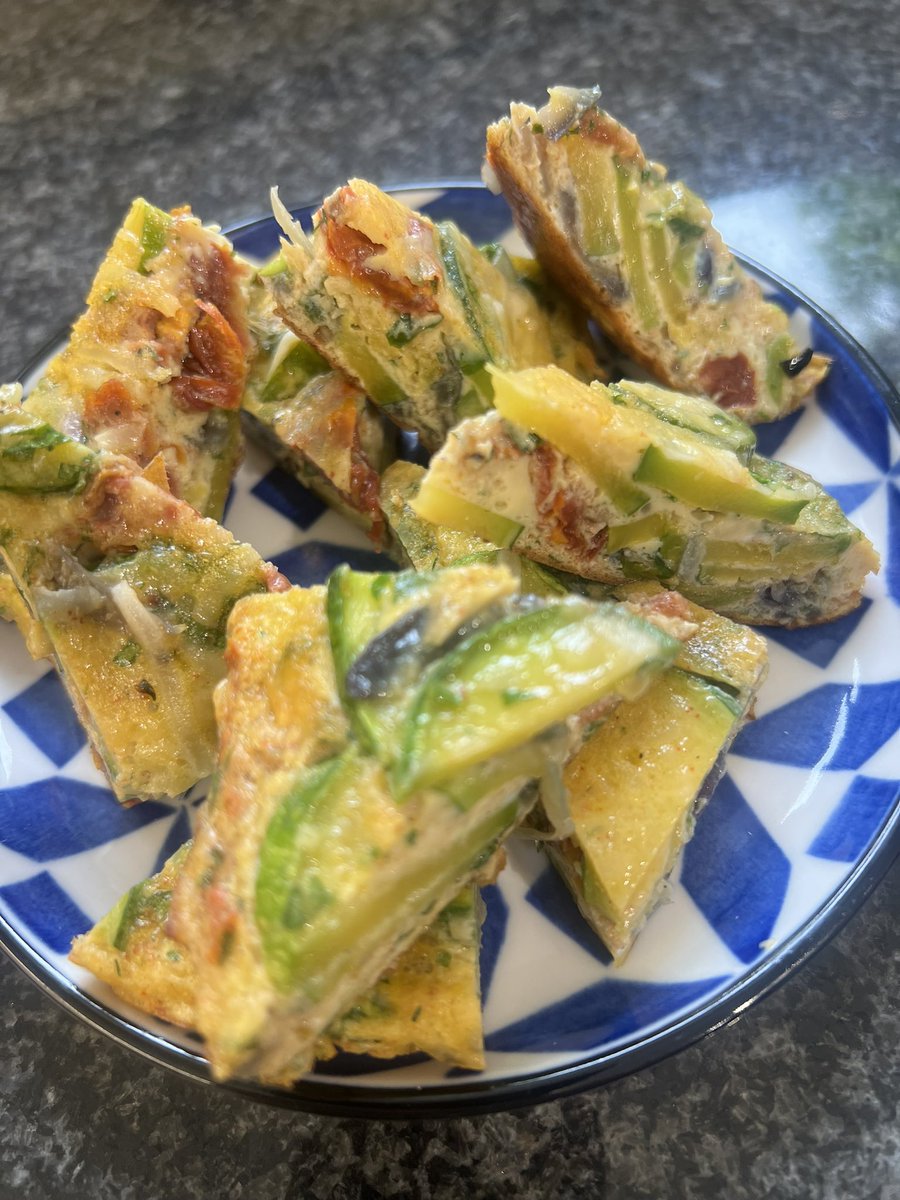 Greek style frittata for drinks party last night using homegrown courgette de nice, parsley, tomatoes &amp; local farm eggs.,sensational <a href="/LoveBritishFood/">Love British Food</a>