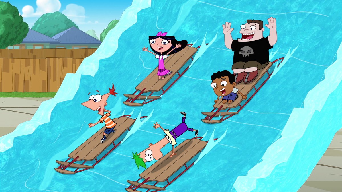 ／
✨新エピソード✨
『＃フィニアスとファーブ』
📺8/23(土) 18:30～
＼
暑い…ダンヴィルの町も暑い…💦
そこでフィニアスたちが発明したのは超COOLなこちら🏄