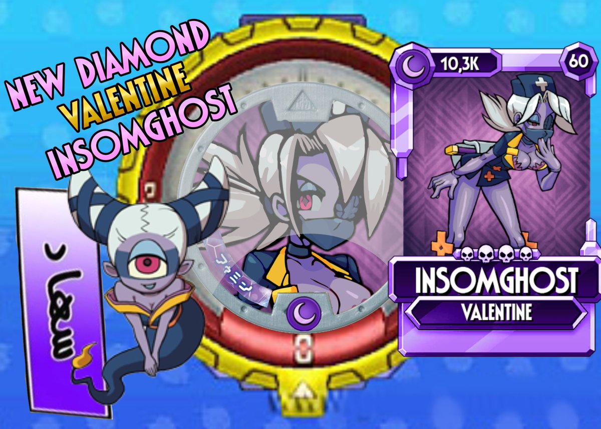 Why sleep when we can enjoy the whole night? Seriously, is this the third night you haven't slept? I think it's always funny. Is it my look that's stopping you from sleeping? O come on, Insomnia can be fun!.
#skullgirlsfanart #YokaiWatch #fancard
