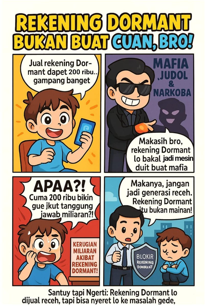 📉 Dari 200 ribu jadi kerugian miliaran. Ini bukan drama sinetron, ini fakta. Jangan main-main sama Rekening Dormant.

Bekasi Prabowo Immanuel Ebenezer Anggota DPR Wakil Menteri Ketenagakerjaan #ErineInEtherland Bank Saqu
