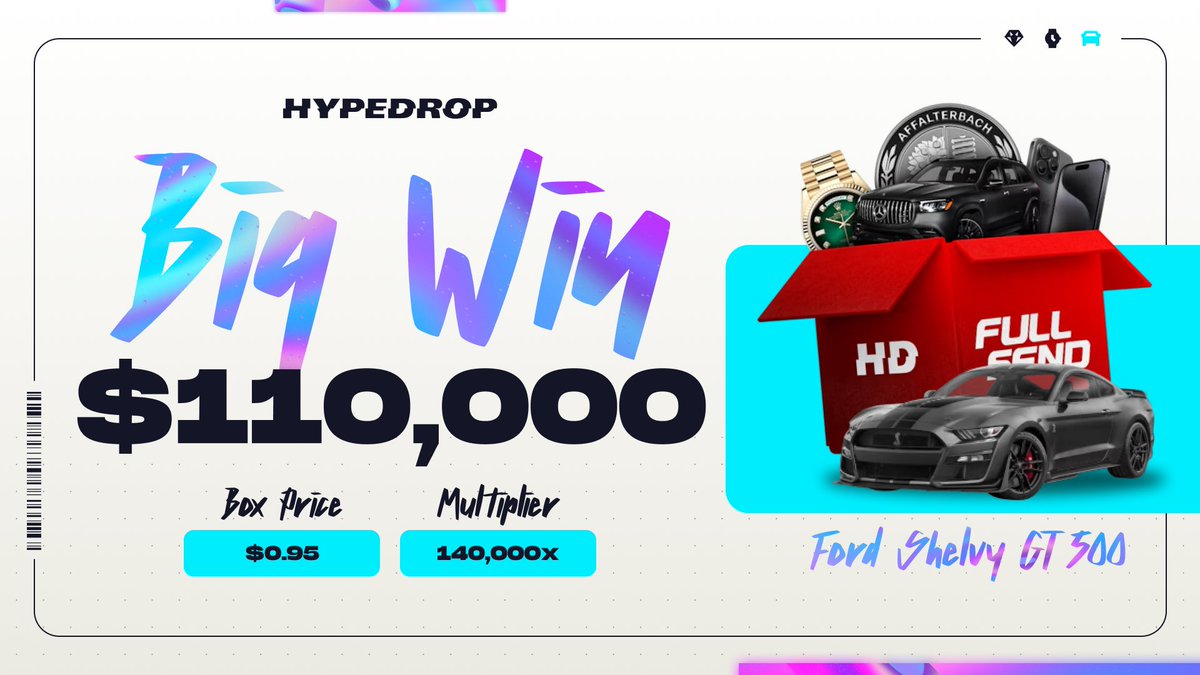 HypeDrop (@hypedrop) on Twitter photo Someone just pulled a Ford Shelby GT500 from the ‘Full Send’ box 🤯
We’re giving away balance so you can take a shot too 🔥
RT + tag a friend to enter Someone just pulled a Ford Shelby GT500 from the ‘Full Send’ box 🤯
We’re giving away balance so you can take a shot too 🔥
RT + tag a friend to enter