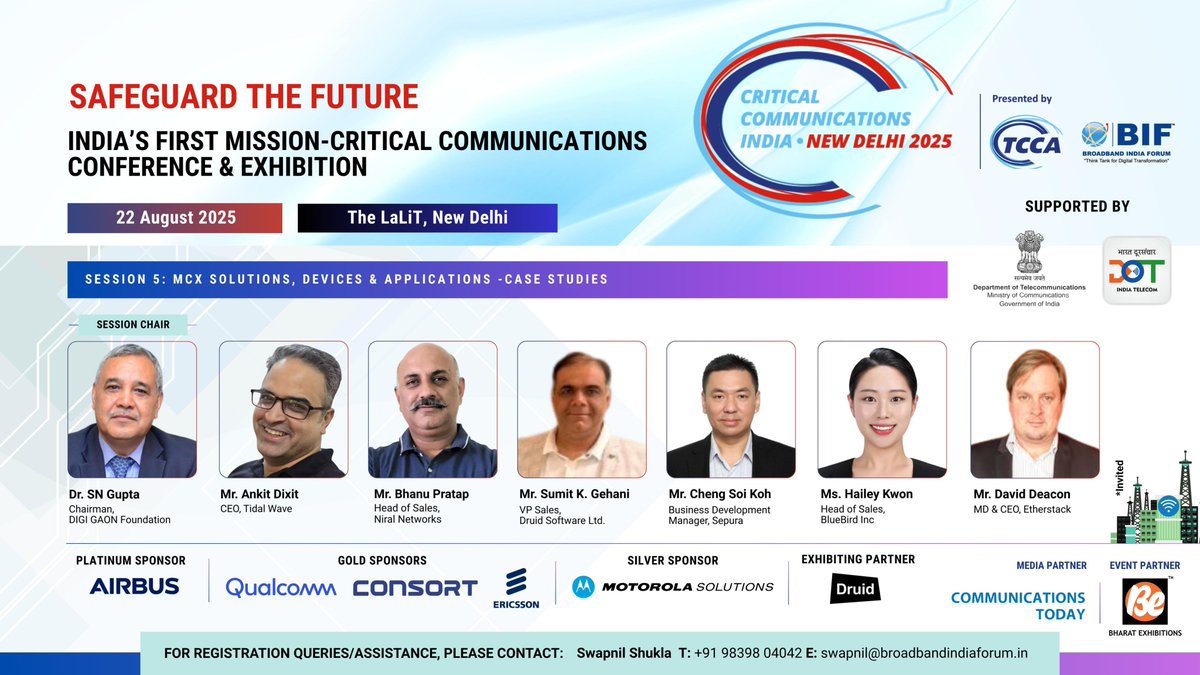 Broadband India Forum (@connectbif) on Twitter photo 5th session at #MissionCriticalCommunications Conference
<a href="/CritCommsSeries/">TCCA Critical Communications World</a> <a href="/PwC_IN/">PwC India</a> <a href="/DoT_India/">DoT India</a> <a href="/ministryofhome1/">ministryofhomeaffairs</a> <a href="/EricssonIndia/">Ericsson SEA & India</a> <a href="/Airbus/">Airbus</a> <a href="/qualcomm_in/">Qualcomm India</a> <a href="/ConsortDigital/">Consort</a> @motorolasolutions <a href="/be_exhibitions/">Bharat Exhibitions</a> <a href="/comms_today/">Communications Today</a> 5th session at #MissionCriticalCommunications Conference
<a href="/CritCommsSeries/">TCCA Critical Communications World</a> <a href="/PwC_IN/">PwC India</a> <a href="/DoT_India/">DoT India</a> <a href="/ministryofhome1/">ministryofhomeaffairs</a> <a href="/EricssonIndia/">Ericsson SEA & India</a> <a href="/Airbus/">Airbus</a> <a href="/qualcomm_in/">Qualcomm India</a> <a href="/ConsortDigital/">Consort</a> @motorolasolutions <a href="/be_exhibitions/">Bharat Exhibitions</a> <a href="/comms_today/">Communications Today</a>