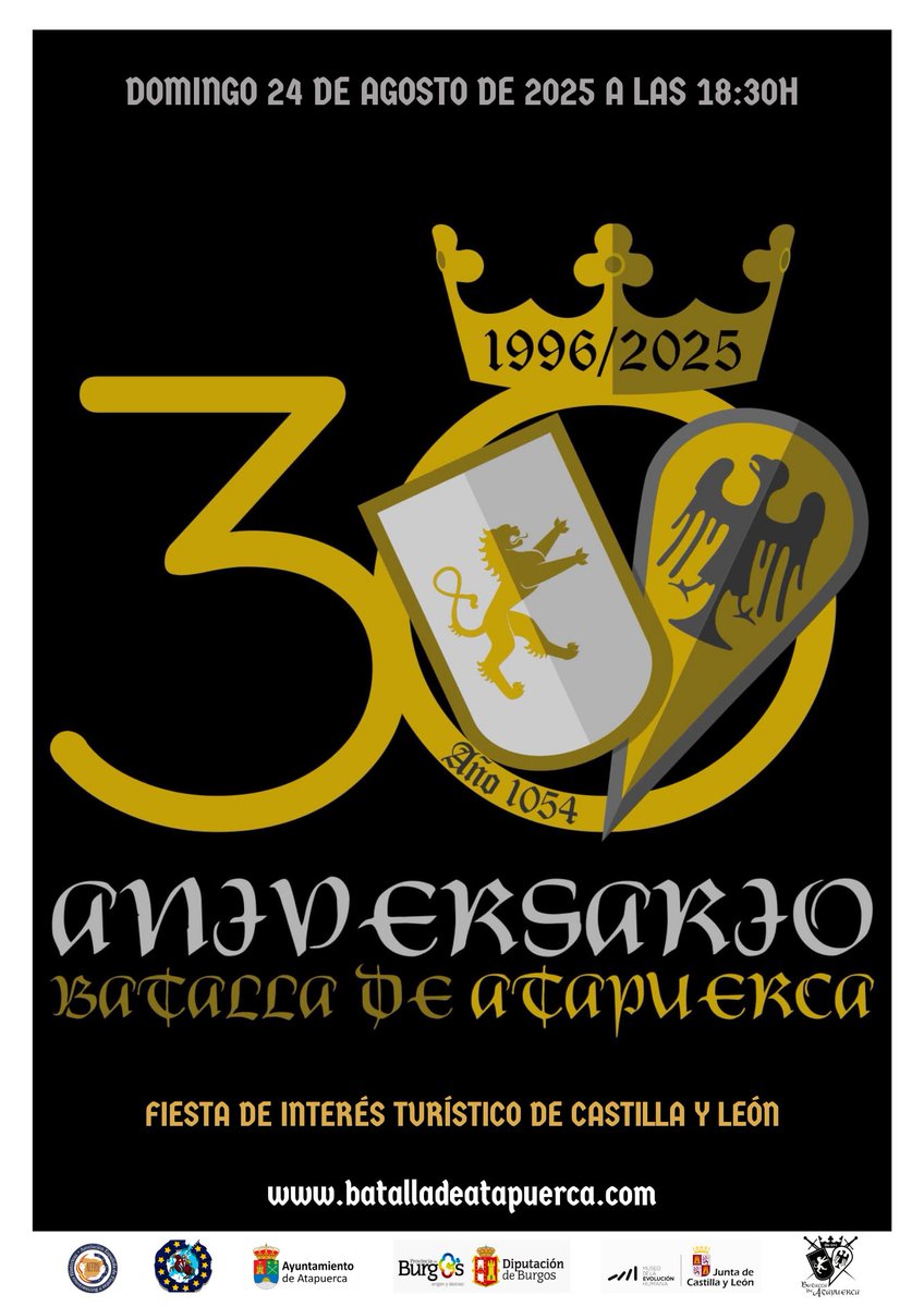 Vive la #HistoriaViva en la #BatallaDeAtapuerca! Este domingo 24 de agosto, a las 18,30 h.
#Atapuerca (#Burgos) se convierte en el escenario de la 30ª #RepresentaciónHistórica, un espectáculo gratuito en #directo con una cuidada puesta en escena.
#AEFRH #FiestaInterésTurísticoCyL