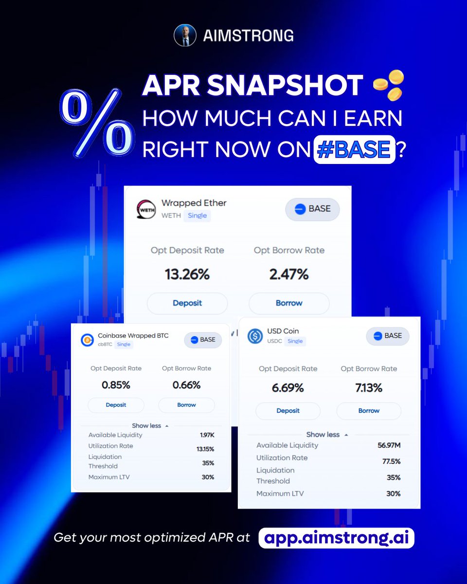 GAINS ON <a href="/base/">Base</a> WITHOUT THE HASSLE OF MANUAL MANAGEMENT. 
Get your $ETH, $USDT or $BTC in beast mode with AImstrong 🚀