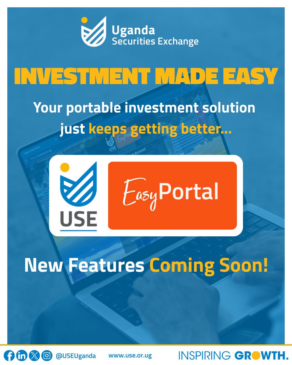 USEUganda's tweet photo. Your investment process is about to get easier than it has ever been.
The USE EasyPortal is evolving to break barriers to Market Participation โ Anytime, Anywhere.๐ก #InvestmentMadeEasy #Power2You