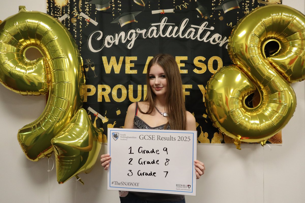 Well done to SNAs Nieve Stoker who secured grade 9 in History and grade 8's in English Language and Literature. She also achieved grade 7's in Art and French and 5's in Maths and Combined Science. #TheSNAWay #RedhillResults