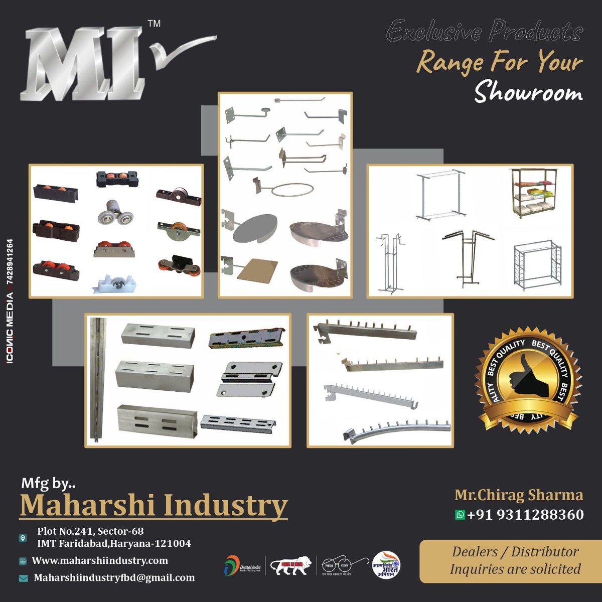 voiceofhardware's tweet photo. For inquiry via whatsapp click:- https://t.co/T0H2IBXfVG

MAHARSHI INDUSTRY (HARYANA)
CHIRAG SHARMA - +91 9311288360
#MaharshiIndustry #HardwareSolutions #ShowroomFittings #DisplaySystems #QualityHardware #IndustrialInnovation #MadeInIndia #DurableDesign #ShowroomSetup #Exclusive https://t.co/xRqZa42Fxh