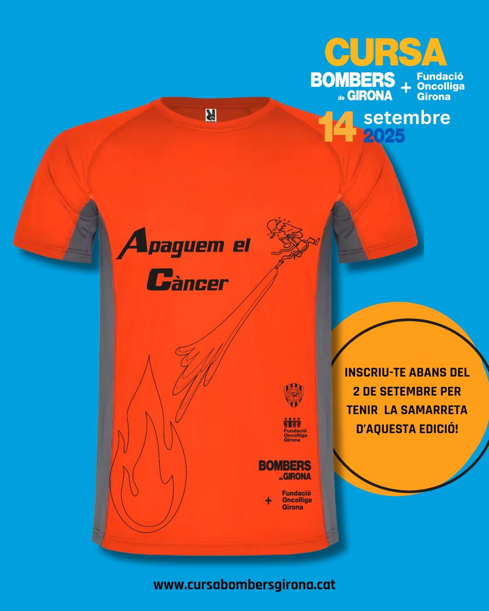 👕🔥 Aquesta és la samarreta oficial de la Cursa dels Bombers de Girona + Oncolliga 2025: Apaguem el càncer!

👉 Inscriu-te abans del 2 de setembre i assegura’t el teu obsequi.

📲 cursabombersgirona.cat