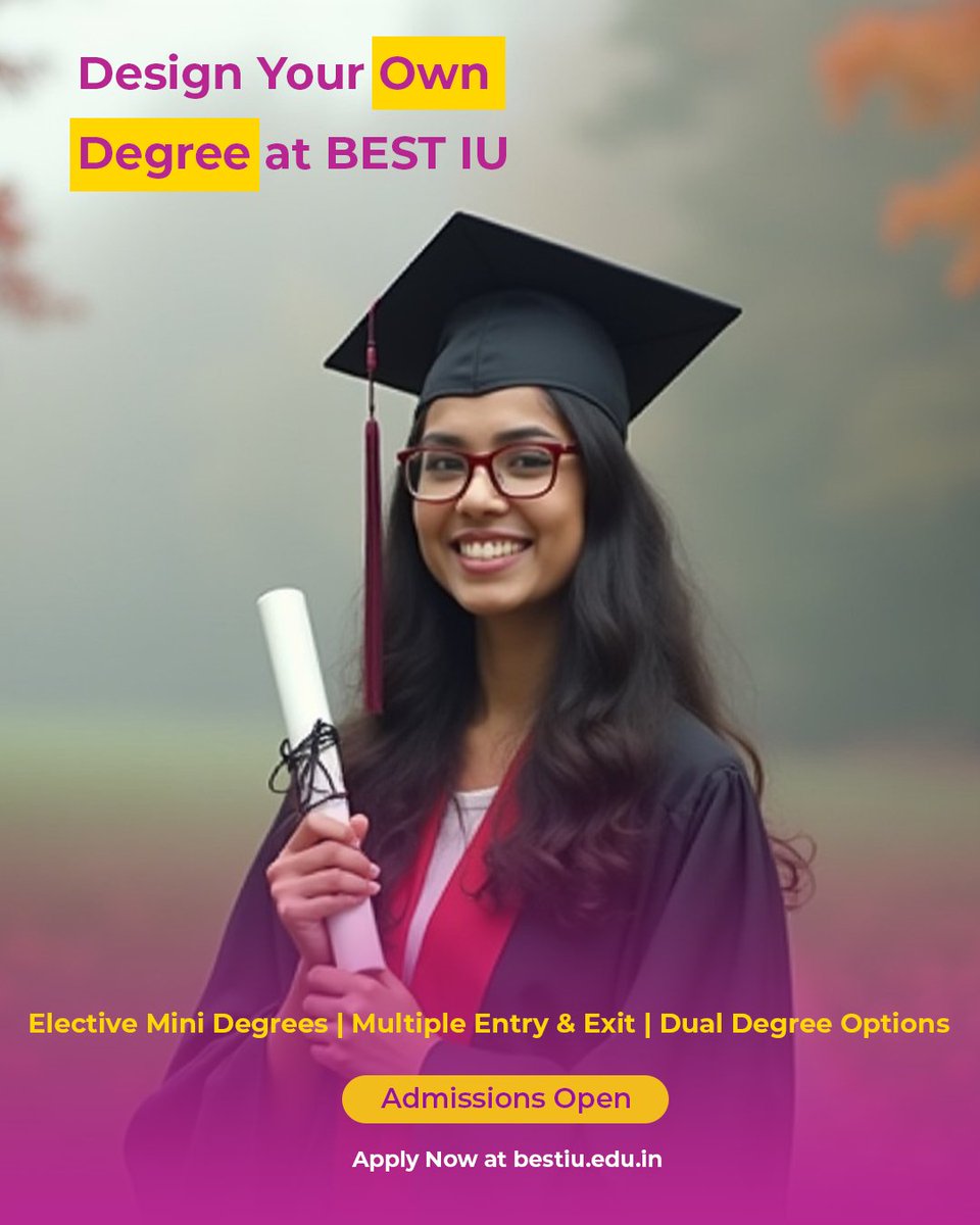 bestiu20's tweet image. At BEST IU, your degree should be as unique as your dreams.

🔹 Elective Mini Degree Options
🔹 Multiple Entry &amp;amp; Exit Points
🔹 Dual Degree Options
🔹 Custom Learning Paths

University Apply Now: bestiu.edu.in/admissions

#CustomEducation #DualDegree #FlexibleLearning #BESTIU