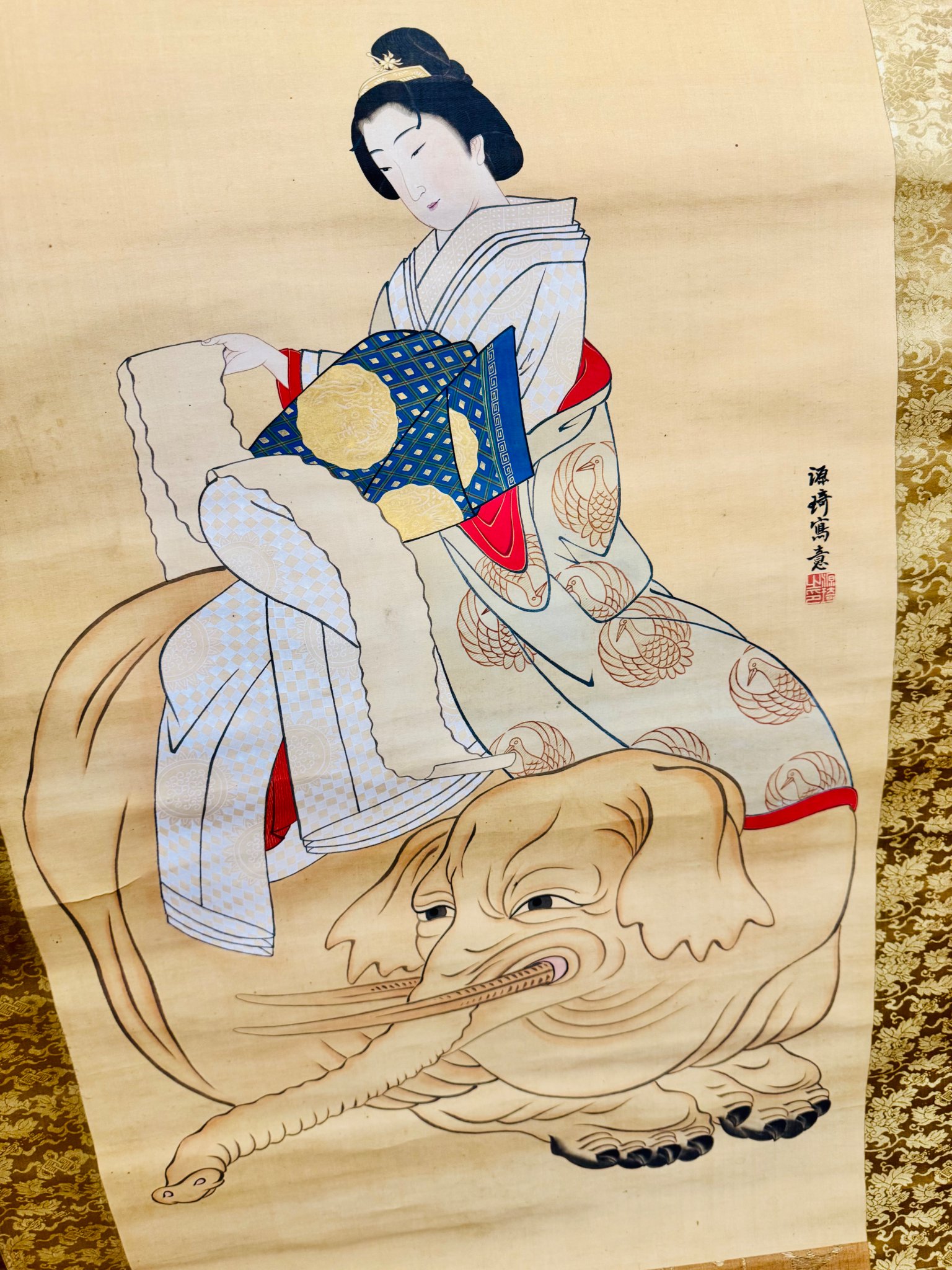 仏画掛け軸 普賢菩薩（絹本）1点もの 掛軸R4-6-49『十三佛