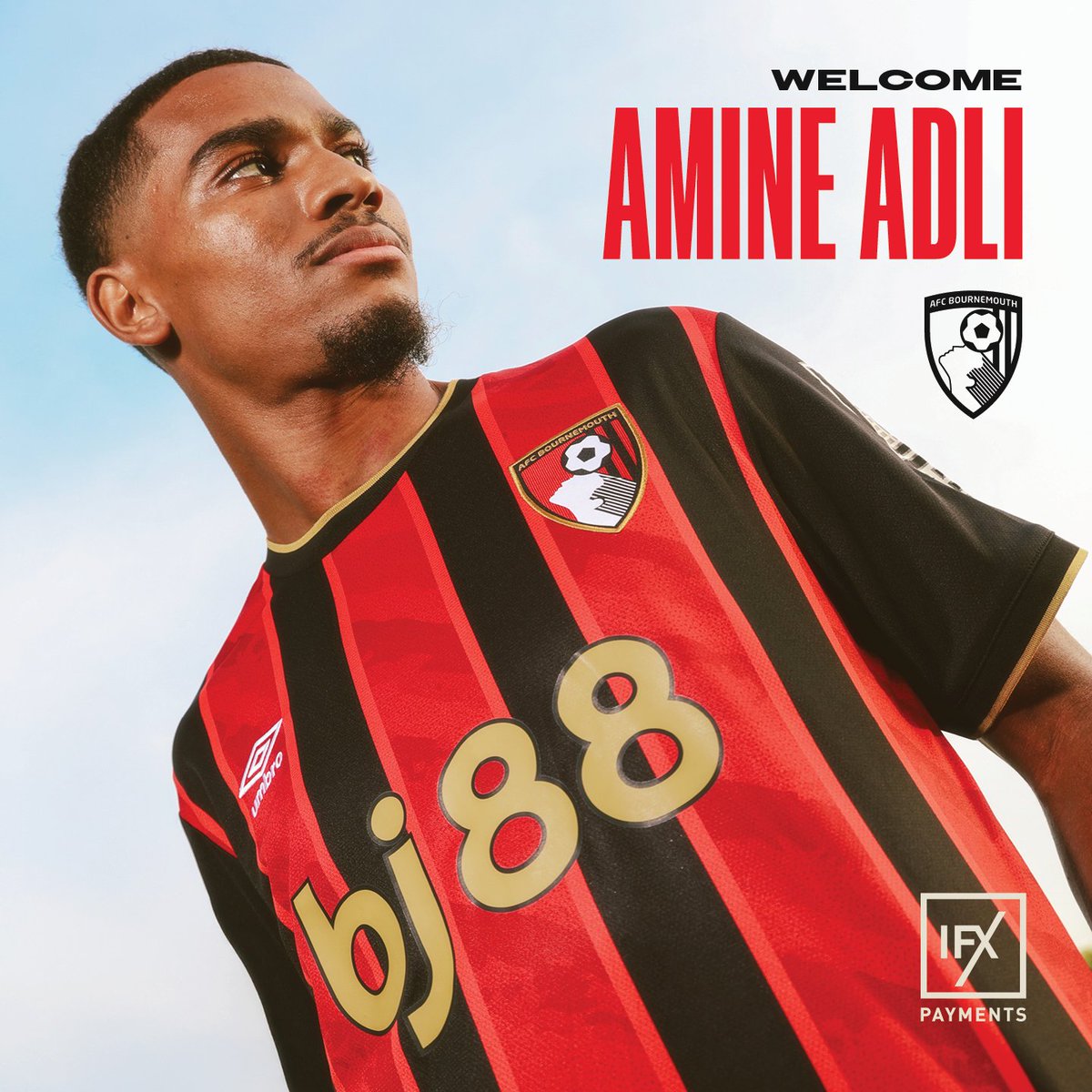 AFCBesp_'s tweet photo. 🔴 Ya es oficial la llegada de Amine Adli, procedente del Bayer Leverkusen, por 30 millones €

El atacante, de 25 años, será el primer jugador internacional de Marruecos que vista la camiseta del Bournemouth

#AFCB #UTC 🍒 https://t.co/m0S1x0Fzmu