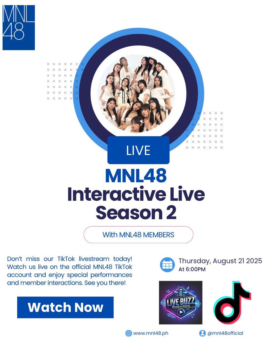 Don't miss the next Interactive Live Season 2 episode, MNLoves! Later at 6:00 PM.

Members to appear on the episode is still unannounced, as for MNL48's official accounts. So you should watch later to find out! 

#MNL48InteractiveLiveSeason2
MNL48 ILIVE S2 EP3
<a href="/mnl48official/">MNL48</a>