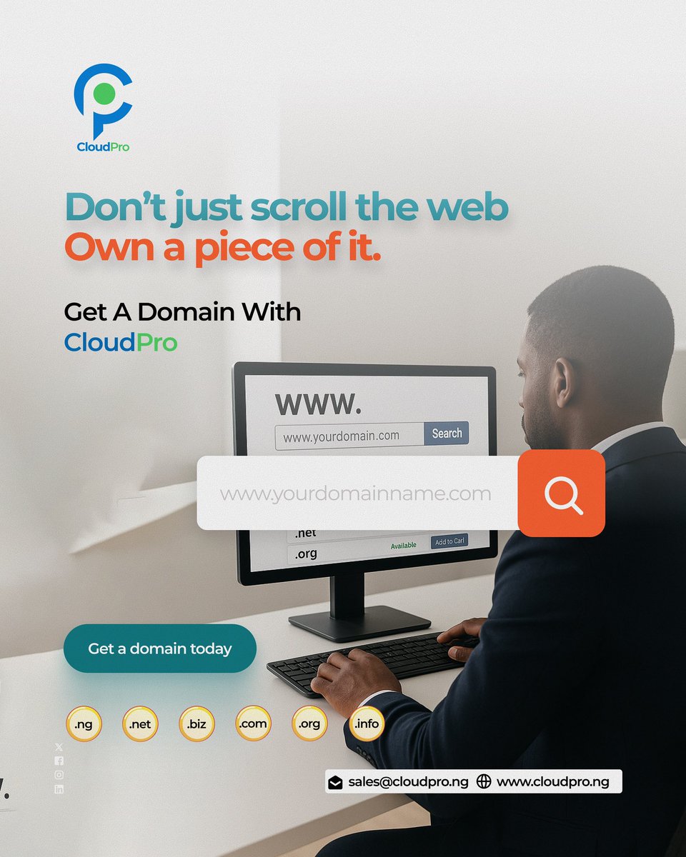 cloudproltd's tweet photo. Get your domain today with CloudPro before someone else grabs it. 

Visit : https://t.co/Wt0H8kXt1H

#CloudPro #DomainName #OwnIt https://t.co/XFnNucCTPp