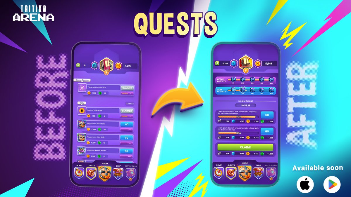 BEFORE vs AFTER 👀

Before you could see which quests were available and the rewards you'd get after completing them. 
But now...

It's a full-on grind &amp; reward system:

🔸Daily Activity: Fill up a daily progress bar to unlock chests (with consumable rewards).
🔸Weekly Activity: