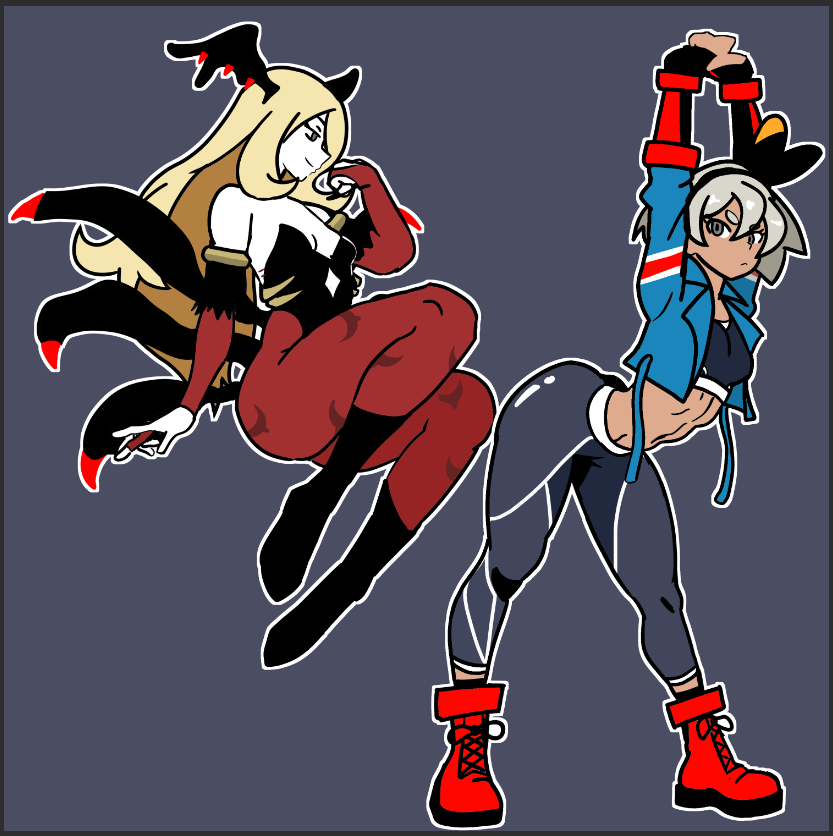 spent a couple hours doodling with fighting games on the brain. would like to come back to draw them in my usual style soon