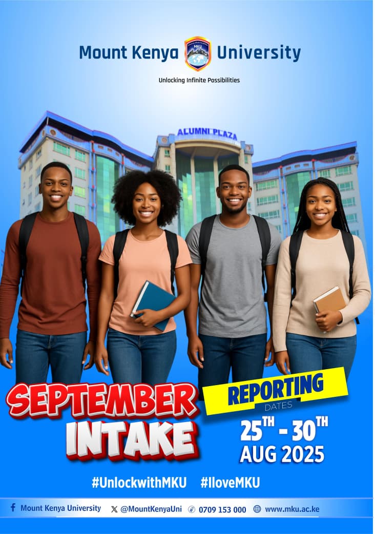 MountKenyaUni's tweet photo. Usiwachwe nyuma!
Kindly visit any of our campuses >>https://t.co/RQM1veZ6FB for application or send your academic and application documents to communication@mku.ac.ke or apply@mku.ac.ke
Application forms >> https://t.co/6OL62uCoKY
#UnlockwithMKU #MKUIntake #SeptemberIntake https://t.co/XyociUycD9