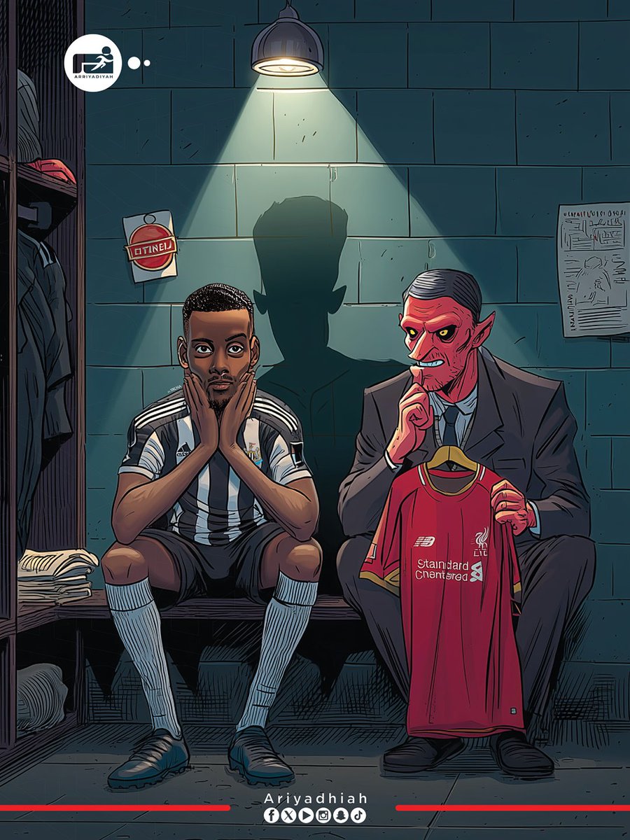 Alwaleed_Debasi's tweet photo. Ariyadhiah saudi sport Newspaper 
Posted this brilliant caricature about isak and Liverpool 👹

@ariyadhiah 👏 

#NUFC
#نيوكاسل https://t.co/wiTROO29uA