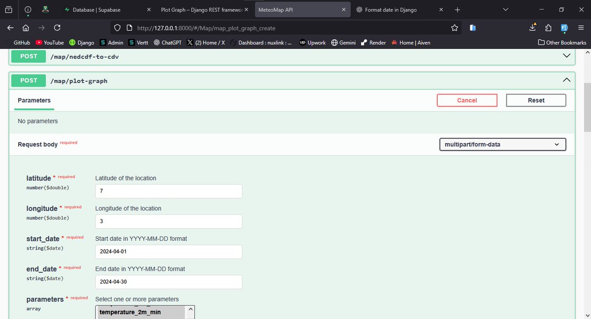 ThatPythonGuy_'s tweet image. My GIS API project is coming together. Just finished plotting data from open-meteo.
#python #django #gis