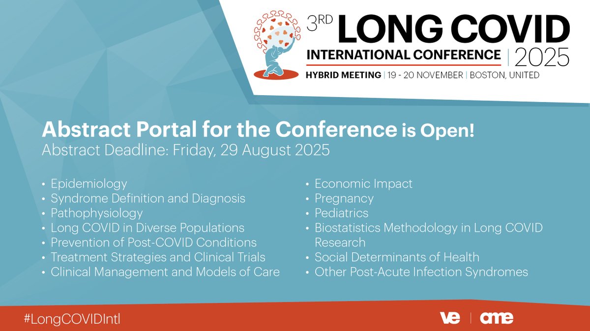 COVID MDPI (@covidmdpi) on Twitter photo 🤝Meet Us at the 3rd Long COVID International Conference 2025
🗓️19 - 20 November 2025
🌐Boston, USA
Abstract Submission Link:virology.eventsair.com/long-covid-int…
Registration Link:virology.eventsair.com/long-covid-int…
More Details:academicmedicaleducation.com/programs/3rd-l…
<a href="/Academic_MedEdu/">Academic Medical Education</a> #LongCOVIDIntl 🤝Meet Us at the 3rd Long COVID International Conference 2025
🗓️19 - 20 November 2025
🌐Boston, USA
Abstract Submission Link:virology.eventsair.com/long-covid-int…
Registration Link:virology.eventsair.com/long-covid-int…
More Details:academicmedicaleducation.com/programs/3rd-l…
<a href="/Academic_MedEdu/">Academic Medical Education</a> #LongCOVIDIntl