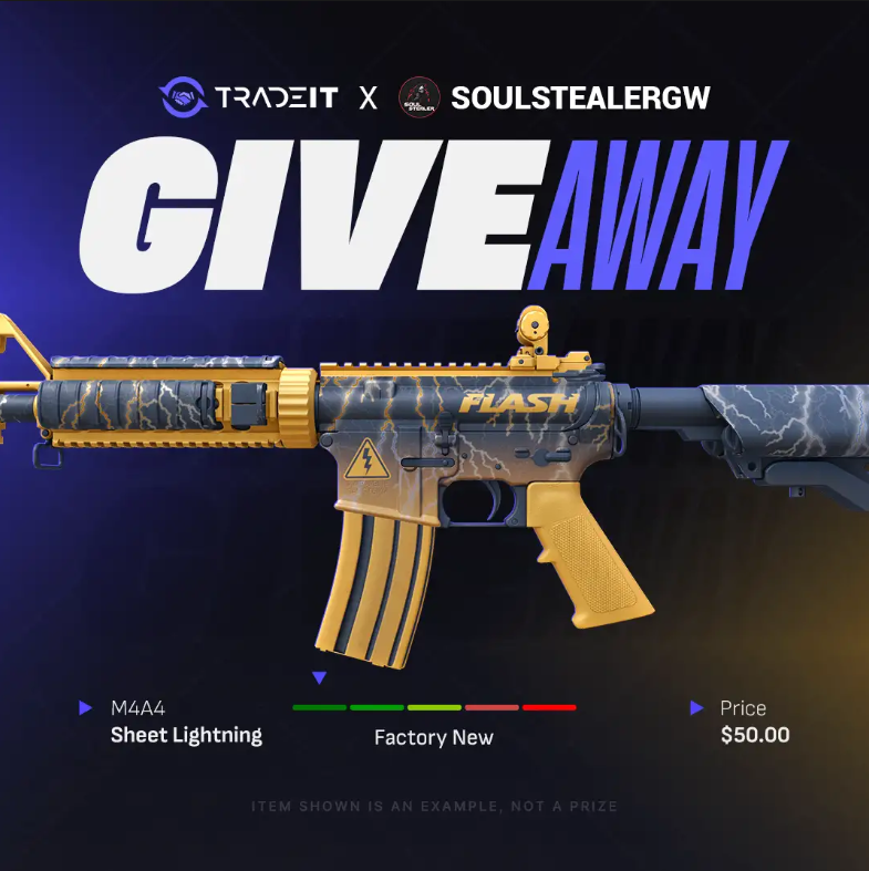 🎁50$ M4A4 | Sheet Lightning Giveaway🎁

✅Follow <a href="/soulstealer_hs/">Soulstealer🇧🇬</a> and <a href="/tradeit_gg/">Tradeit</a> 
🔃Retweet
👬Tag 1 Friend

That's it and GL! Ends in 4 days!