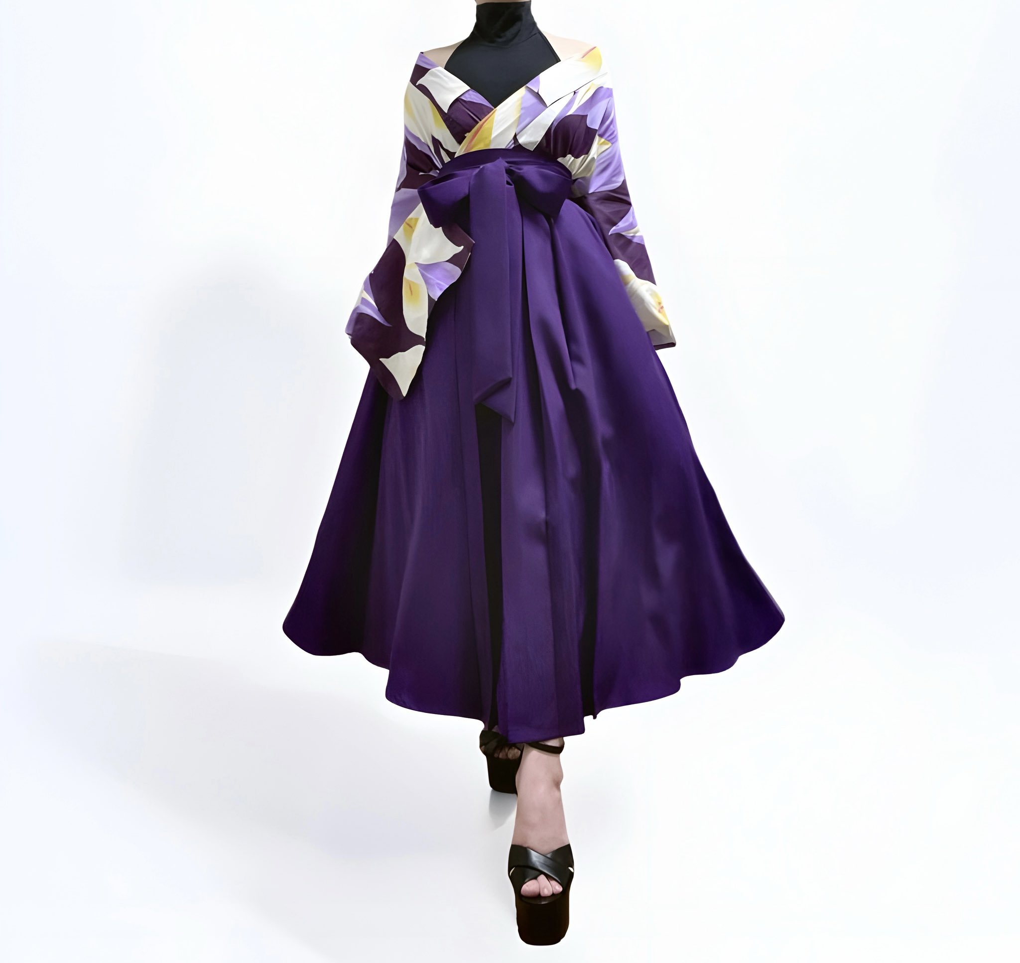 エルサ♡羽織袴 JAPANSTYLE×中村里砂ブランド袴 くすみカラー古典 白/くすみ
