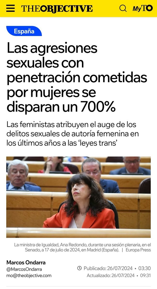 <a href="/elmundoes/">EL MUNDO</a> Lo que las feministas sabíamos que iba a pasar
Lo que el gobierno misógino y corrupto anterior y presente insiste que no pasa
Y está pasando
#EsUnPutoHombre 

Se criminaliza al Feminismo por explicar la verdad y hacer el trabajo periodístico que no hace este panfleto sexoplanista