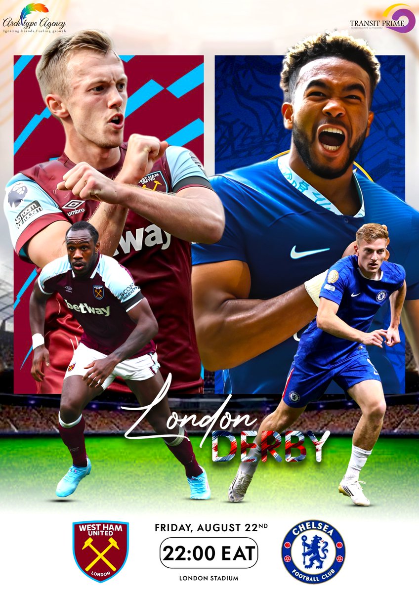 TransitPrime_'s tweet photo. ⚔️ London Derby Showdown! ⚒️🔵
West Ham 🆚 Chelsea
📅 Friday, Aug 22
🕙 22:00 EAT | London Stadium
Who takes the bragging rights in London? 👀🔥
#LondonDerby #WHUFC #CFC  #PremierLeagueNaESPN  #football 

Rigathi Gachagua Githurai DissolveBunge The MPs https://t.co/5E0OeBsrD6