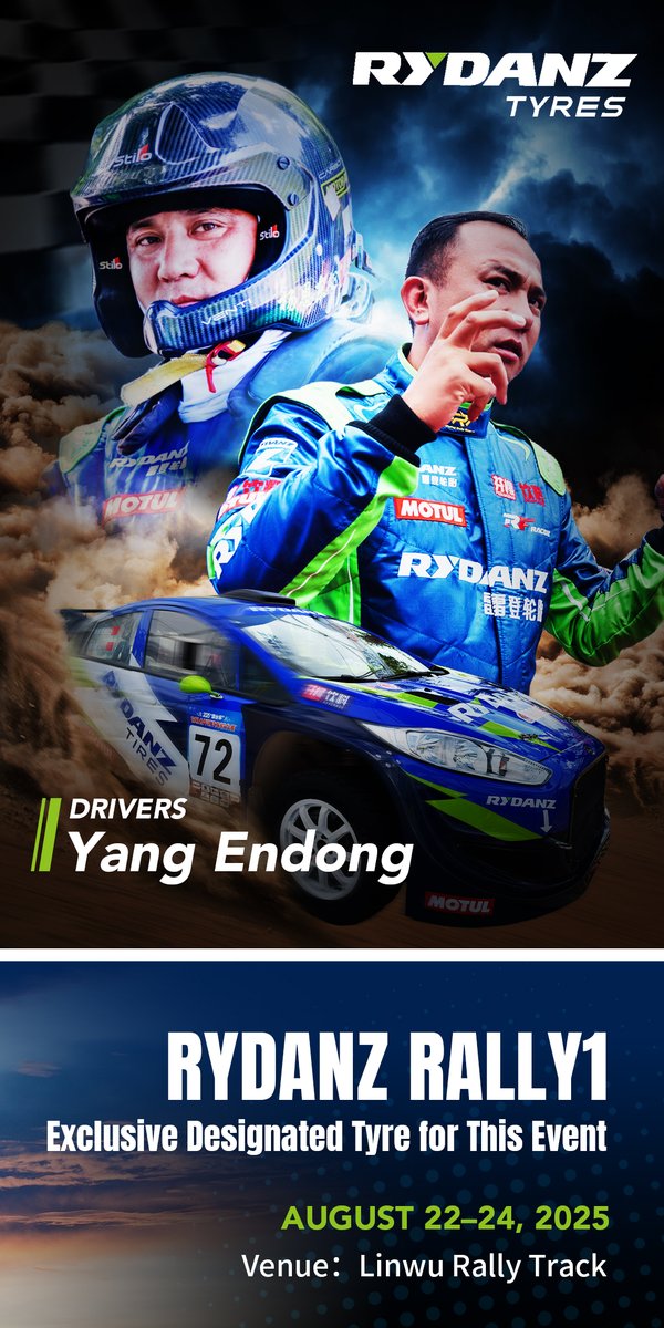 rydanztyre's tweet photo. ππ Linwu Rally is About to Begin!
383 km of gravel, asphalt & cement (~90% gravel) β a true test of skill & endurance.
Rydanz Rally1 tyres: grip & stability for every turn.
Stay tuned! π₯
#RydanzTyres #RallyTyres #BornToRace #DriveYourEdge #FuelYourPassion https://t.co/7rjP8loLoj