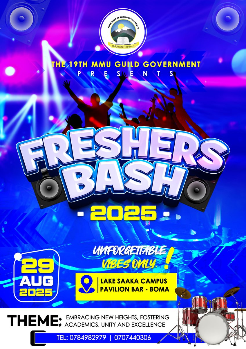 Here we 🕺💃 Introducing the MMU Freshers Bash 2025!🎉. 
Prepare your dancing shoes for a night of fun, music, and fresh vibes😎
Date: 29/AUG/2025