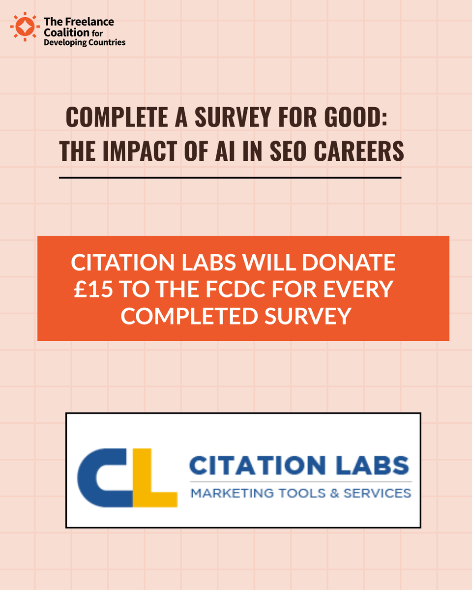 TheFCDC's tweet photo. SEO specialists, we need your voice! 🙏🏿

How is AI changing your SEO career, and how are you adapting?

We are partnering with Citation Labs to find out. 

Your input also supports our mission.

Fill out the survey here 👇:

https://t.co/QJhRnaDIG3 https://t.co/Q1rT1nroYs