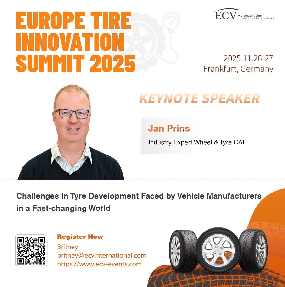 ECV_International (@ecv_int) on Twitter photo π’ We are delighted to announce that Jan Prins, Industry Expert Wheel & #Tyre CAE, will give a speech at the #Europe #Tire Innovation #Summit 2025.
π Don't miss his insightful presentation.
π ecv-events.com/ETIS2025?cci=29 π’ We are delighted to announce that Jan Prins, Industry Expert Wheel & #Tyre CAE, will give a speech at the #Europe #Tire Innovation #Summit 2025.
π Don't miss his insightful presentation.
π ecv-events.com/ETIS2025?cci=29
