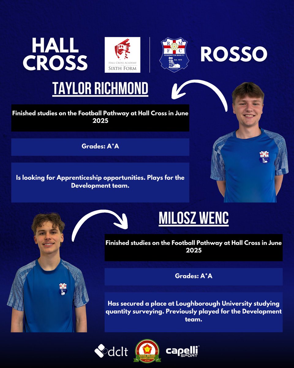Rossington Main FC (@rmfc1919) on Twitter photo Good luck to everyone receiving their GCSE results today. Take a look at the players who have come through the Football Pathway <a href="/officialhallx/">Hall Cross Academy</a> and are now playing or have played for Rossington Main, in either our First Team or Development side.
#UpTheRosso | #HallCrossAcademyPE Good luck to everyone receiving their GCSE results today. Take a look at the players who have come through the Football Pathway <a href="/officialhallx/">Hall Cross Academy</a> and are now playing or have played for Rossington Main, in either our First Team or Development side.
#UpTheRosso | #HallCrossAcademyPE
