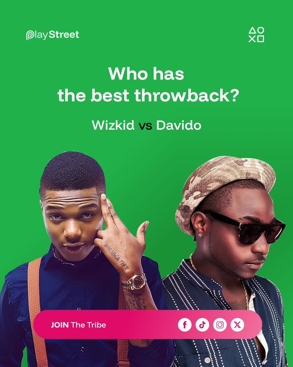 PlayStreetNG's tweet photo. Both Wizkid & Davido have given us legendary eras. But the real question is… Who’s throwback era hits harder for you? 👑
Drop your pick in the comments. #TeamWizkid or #TeamDavido?
#ThrowbackChallenge #AfrobeatsLegends #Wizkid #Davido #PlayStreet https://t.co/FTU2iG8WeS