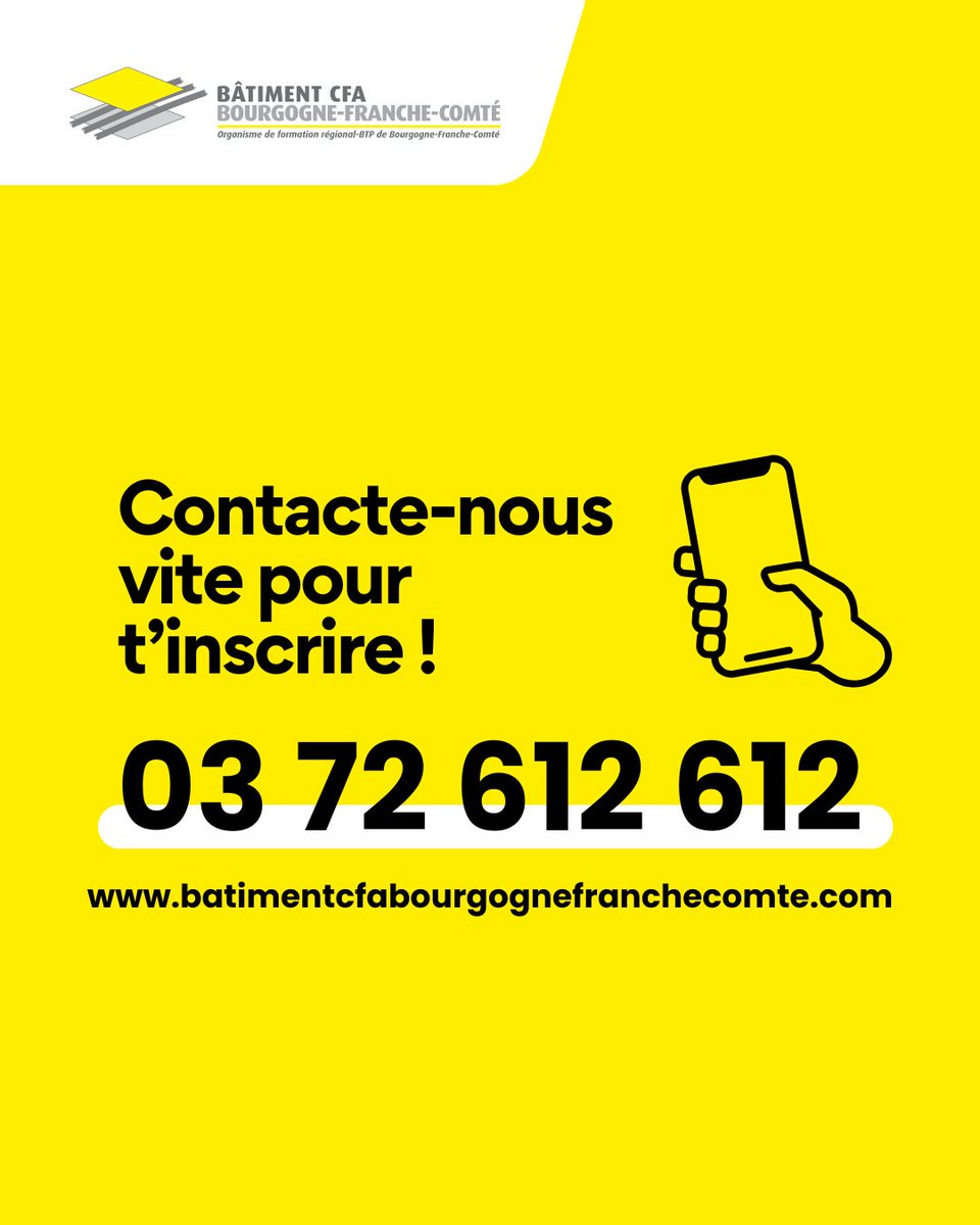 📣 [IL N'EST PAS TROP TARD POUR T'INSCRIRE !] ⏱️Tu rêves d'un métier concret qui recrute ? 
Septembre approche mais il n'est PAS TROP TARD pour rejoindre l'une de nos formations à #Autun, #Auxerre, #Besançon, #Dijon ou #Marzy ! 
Contacte-nous vite !
📞 03 72 612 612