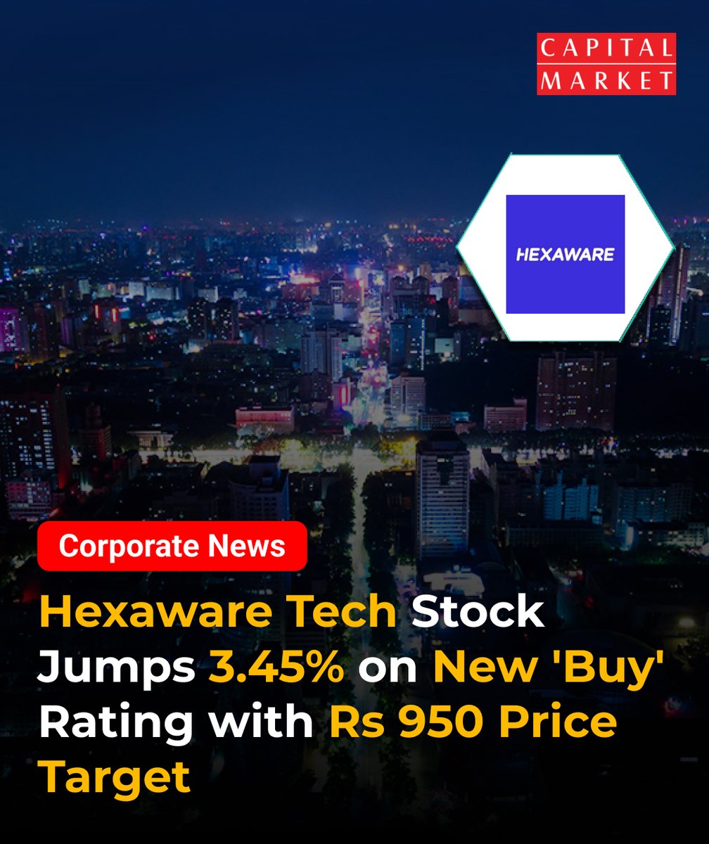 CapitalMarket17's tweet image. Hexaware Tech Stock Jumps 3.45% on New 'Buy' Rating with Rs 950 Price Target
Like | Share | Follow | Comment For Daily Updates.
capitalmarket.com
#HexawareTech #StockMarket #Investment #ITStocks #Nuvama #BuyRating #SharePrice #StockJump #IndianStocks #StockAnalysis…
