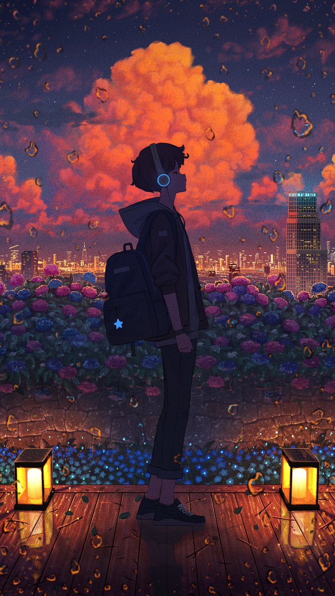 「赤い夕暮れ時の雲」|pasoputiのイラスト