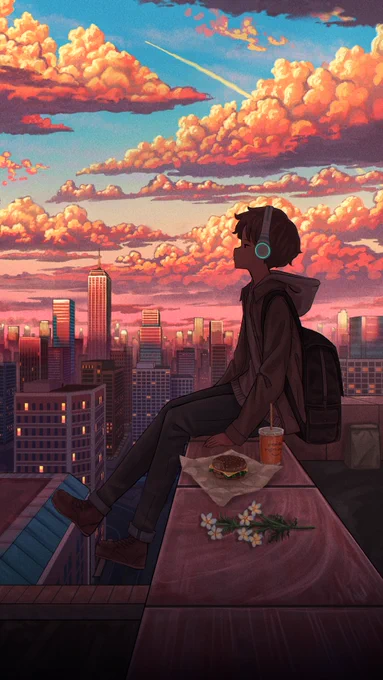赤い夕暮れ時の雲