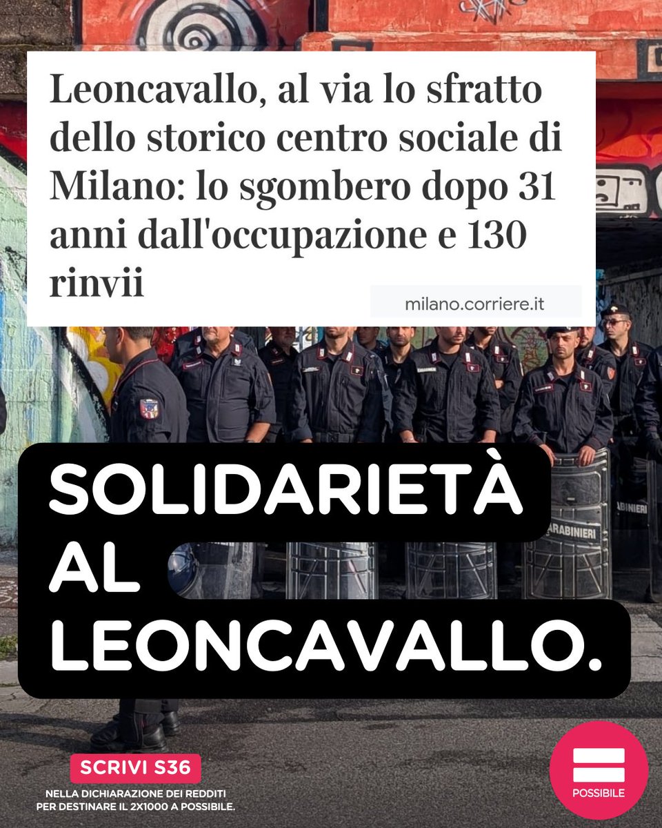 #Milano da oggi è più povera. Con lo sgombero del #Leoncavallo si perde un pezzo di vita della città.

Tutta la nostra solidarietà a chi ha animato quello spazio nei suoi 30 anni di storia, a chi ha organizzato corsi, laboratori, scuole, concerti.
