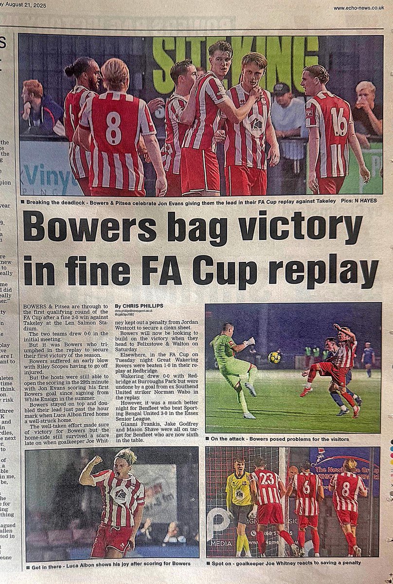 NickyHayesPhotos (@nickyhayesphoto) on Twitter photo Superb Page Lead article in todays Echo by <a href="/CJPhillips1982/">Chris Phillips</a> on <a href="/Bowerspitseafc/">Bowers & Pitsea FC</a>'s fantastic <a href="/EmiratesFACup/">Emirates FA Cup</a> victory over <a href="/TakeleyFc/">Takeley FC</a> Local sports reporting at its finest as always. <a href="/IsthmianLeague/">The Pitching In Isthmian League</a> North <a href="/lucaalbon1/">Luca Albon</a> <a href="/Jon_Evanss/">Jon Evans</a> <a href="/JosephWhitney29/">Joseph Whitney</a> <a href="/Luke_Wilson89/">Luke Wilson</a> <a href="/JoeFlower22/">Joe</a> Superb Page Lead article in todays Echo by <a href="/CJPhillips1982/">Chris Phillips</a> on <a href="/Bowerspitseafc/">Bowers & Pitsea FC</a>'s fantastic <a href="/EmiratesFACup/">Emirates FA Cup</a> victory over <a href="/TakeleyFc/">Takeley FC</a> Local sports reporting at its finest as always. <a href="/IsthmianLeague/">The Pitching In Isthmian League</a> North <a href="/lucaalbon1/">Luca Albon</a> <a href="/Jon_Evanss/">Jon Evans</a> <a href="/JosephWhitney29/">Joseph Whitney</a> <a href="/Luke_Wilson89/">Luke Wilson</a> <a href="/JoeFlower22/">Joe</a>