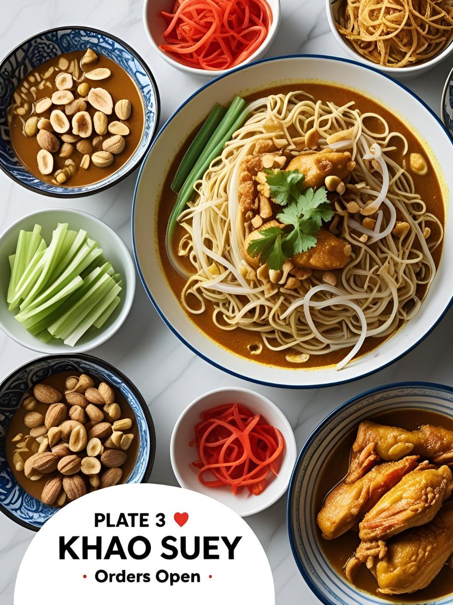 NonsensicalNemo's tweet photo. 🌏 Plate 3 is here! ❤️ This week we’re serving Khao Suey — silky noodles in a rich coconut curry, topped with crunchy peanuts & fresh veggies. Comfort, colour, and chaos in one bowl.

Delhi Only. 

🍜 Orders are now OPEN! #52Plates #KhaoSuey

@PrasadScribe @TweetinderKaul @ArunKrishnan_ 
@ShawshankOne