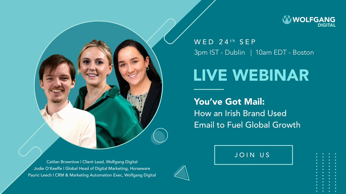 WolfgangDigital's tweet photo. Rising acquisition costs &amp; platform-dominated journeys are putting distance between brands and consumers.

But email still lets you speak directly to customers with high ROI 📧

📅 Wed 24th Sep | 3pm IST (Dublin) / 10am EDT (Boston)

 Register today: https://t.co/IFQMe3mtZM https://t.co/bhOvvehzFA