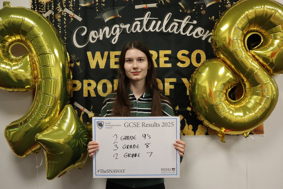 Excellent results for SNAs Daryna Kryvoshapka who has secured grade 99 in Combined Science, grade 8’s in Geography, Maths &amp; Media Studies, as well as grade 7’s in Art, English Language, RE and grade 6 in English Literature. Great achievement! #TheSNAWay #RedhillResults <a href="/nottslive/">NottinghamshireLive</a>