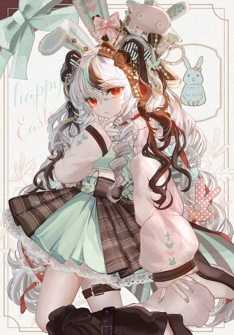#バニーの日2025 #バニーの日 本日はバニーの日ということで、 イースターうさぎコーデイラストです