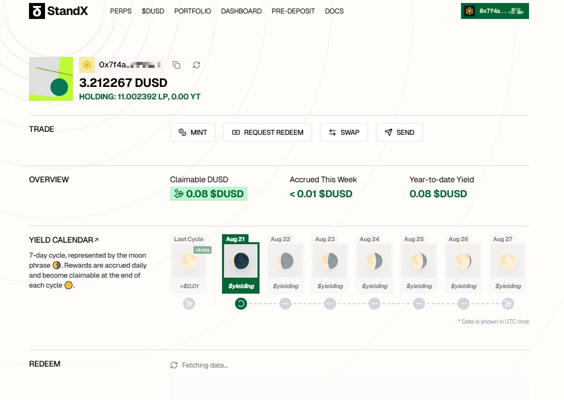 SabTheTrader's tweet photo. @StandX_Official Steady gains with $DUSD. My StandX earnings are just getting started. 穩定收益看得見 🦄😆
@StandX_Official #YieldChallenge https://t.co/503gxSKbR8