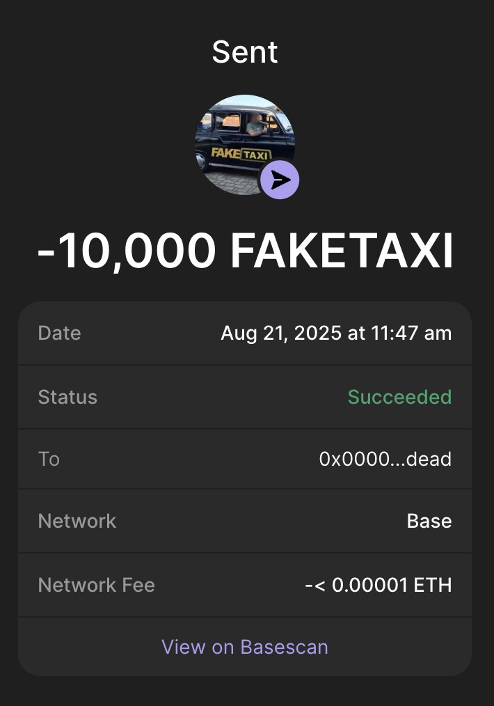 I got my 20k tokens back so I burned 10k of $faketaxi to show my gratitude to the team. Here is proof.